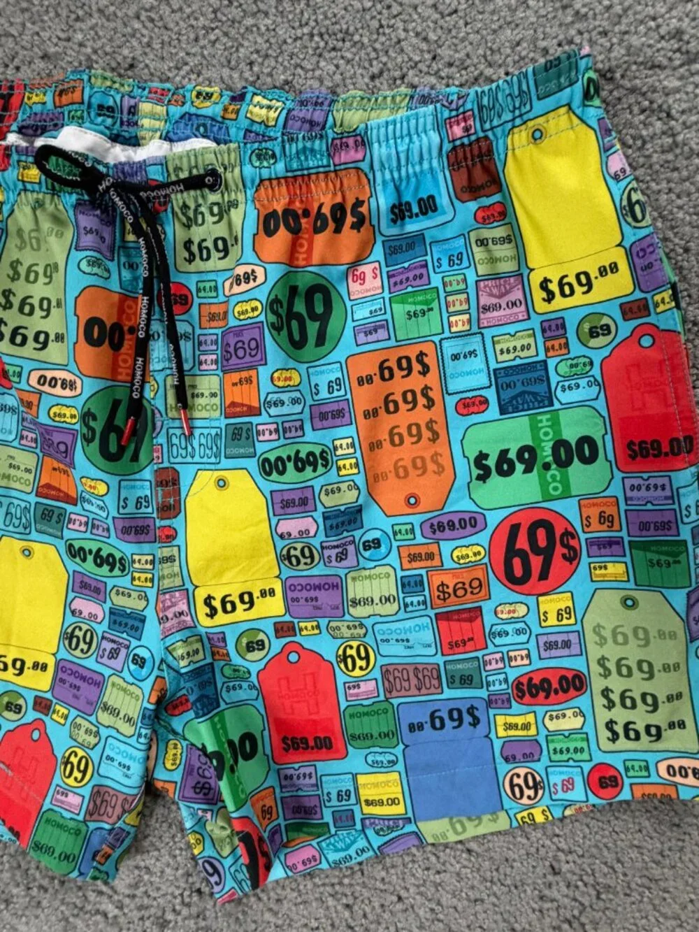HOMOCO Brand $69 Themed Swim Trunks - Men's Size XL - Excellent Condition -Queer